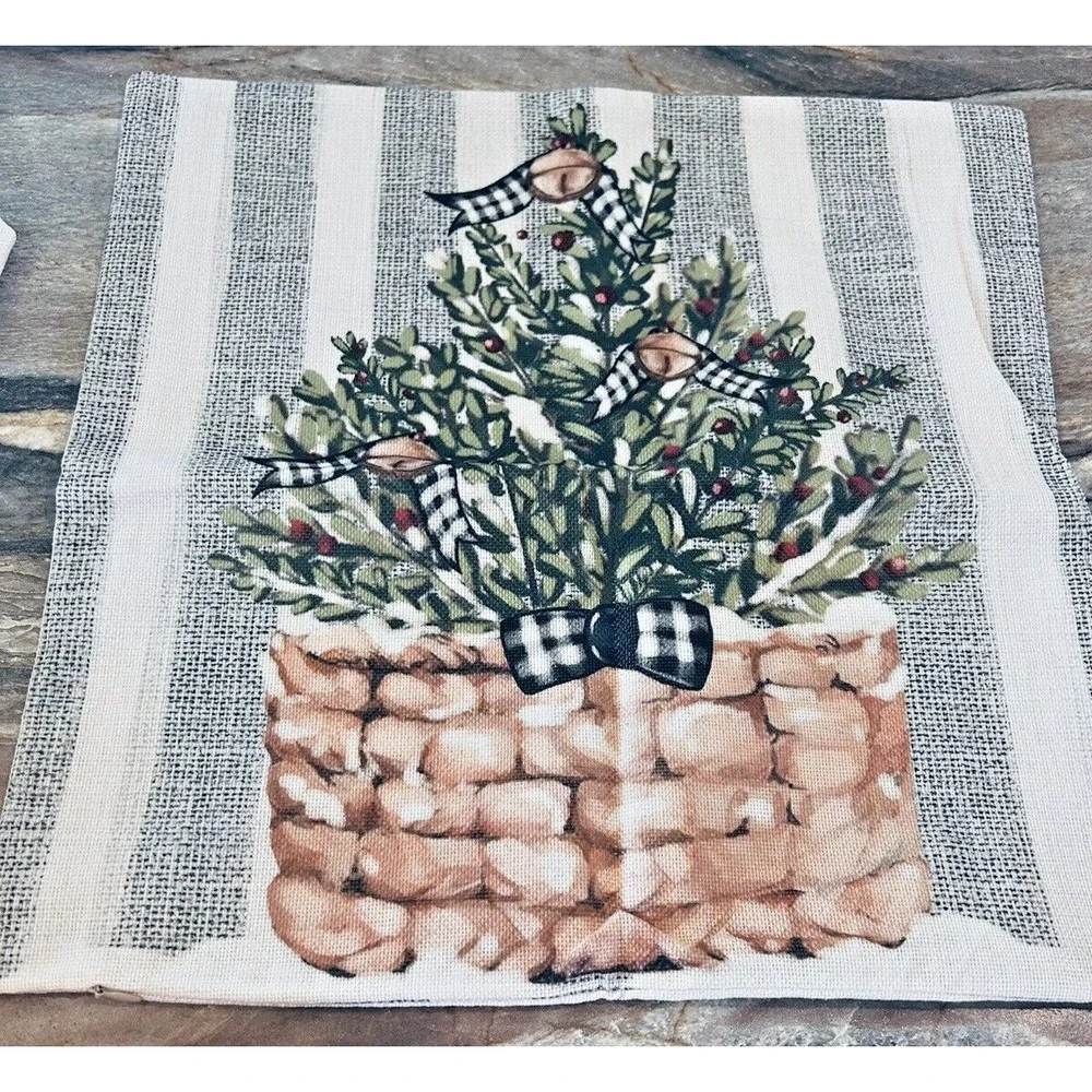 Holly Berry Basket Mittens Bells Christmas Pillow Covers 17